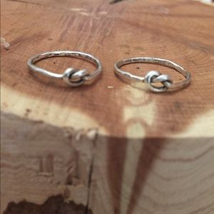 Vintage 2 silver knot rings size 5
